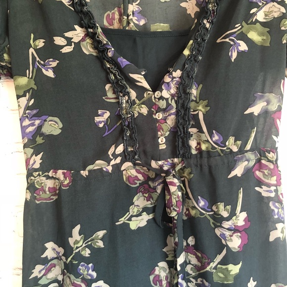 Floral summer dress puffy sleeves - Picture 3 of 5